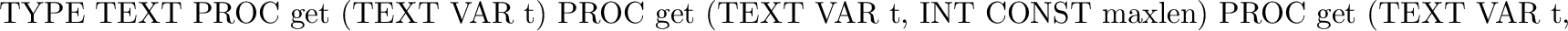 \begin{elan}
TYPE BOOL
\par
LET true = TRUE
LET false = FALSE
\par
BOOL OP NOT...
..., b2)
BOOL OP = (BOOL CONST b1, b2)
BOOL OP <> (BOOL CONST b1, b2)
\end{elan}