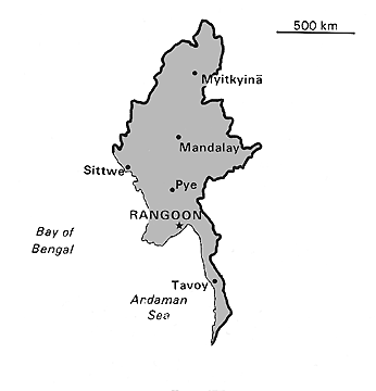 [Country map of Burma]