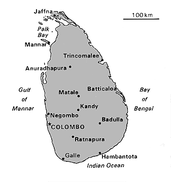 [Country map of Sri Lanka]