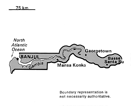 [Country map of The Gambia]