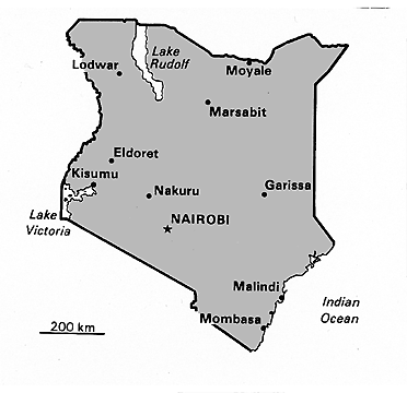 [Country map of Kenya]