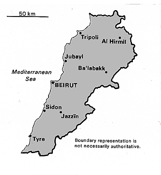 [Country map of Lebanon]