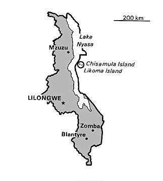 [Country map of Malawi]