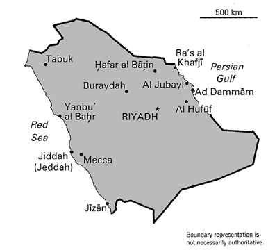 [Country map of Saudi Arabia]