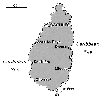 [Country map of Saint Lucia]