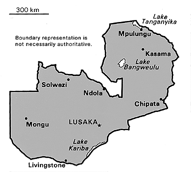 [Country map of Zambia]