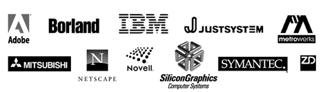 Adobe, Borland, IBM, Justsystem,Metrowerks, Mitsubishi, Netscape,
Novell, Silicon Graphics Computer Systems, Symantec, and Ziff-Davis
Publishing