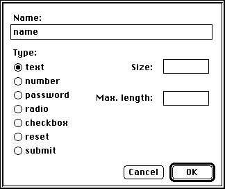 Form Input Extension Dialog Box