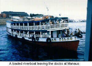 Riverboat leaving the docks in Manaus