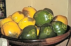 Ceramic green coconuts.  Copyright Sheila Thomson.  All rights reserved.