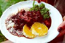 A Feijoada Plate. Copyright Sheila Thomson. All rights reserved.