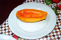 Breakfast papaya.  Copyright Sheila Thomson.  All rights reserved.