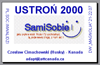 Identyfikator spotkania Ustro± 2000 - Czes│aw Cimachowski go╢µ wirtualny