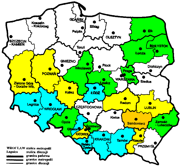 Mapa diecezji polskich