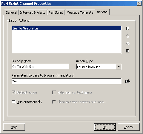 Perl Script Properties Window -> 'Actions' Tab