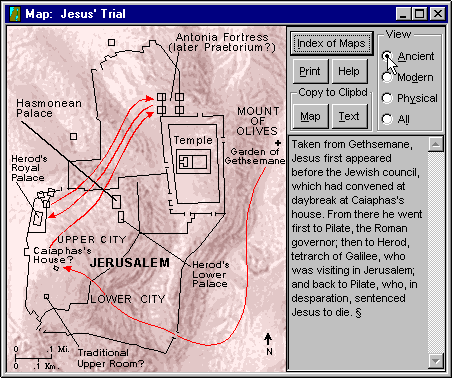 Map of Jesus' Trial