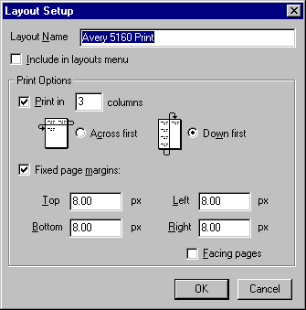 Layout Setup Dialog