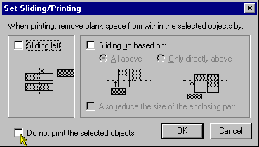 Set Sliding/Printing Dialog box