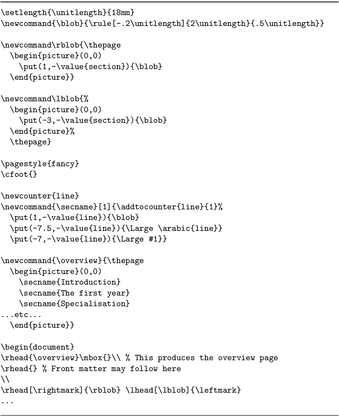 \begin{figure}\small
\begin{verbatim}\setlength{\unitlength}{18mm}
\newcommand...
...d[\rightmark]{\rblob} \lhead[\lblob]{\leftmark}
...\end{verbatim}
\end{figure}