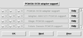 Kernelkonfiguration - PCMCIA-SCSI-Adapter