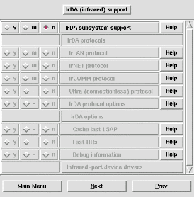 Kernelkonfiguration - Infrarot-Schnittstellen