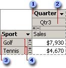 Example of row and column fields