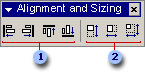 Alignment And Sizing toolbar