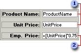 Examples of bound and unbound text boxes