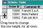 Changing the row height for all rows