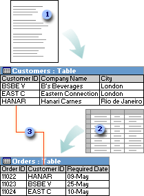 Two tables, each with a Customer ID field that relates them