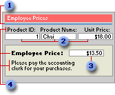 Types of information displayed on a form: text, data, calculations, and graphics