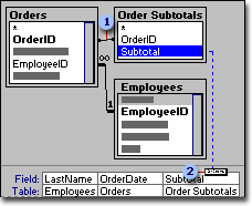 Adding tables or queries and fields to the query design grid