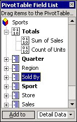 Field list with total fields