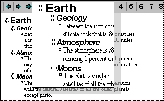 Examples of headings in outline view with promote symbols