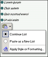 Pasting list items into a list