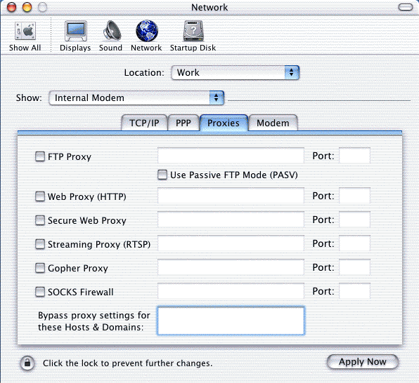 The Proxies tab