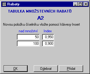 Tabulka mno₧stevnφch rabat∙