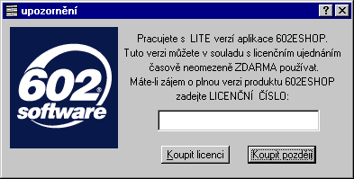 Okno pro zadßnφ licenΦnφho Φφsla