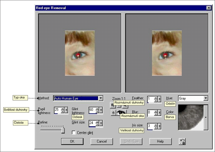 Dialog - Red eye remove