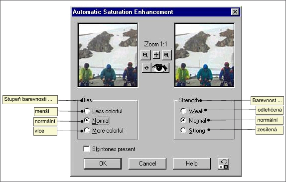 Dialog Automatic saturation enhancement