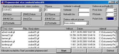 Dialog pro hromadnΘ p°ejmenovßnφ soubor∙