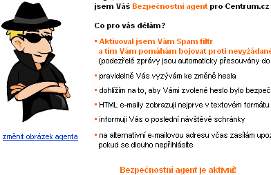 Centrum.cz: BezpeΦnostnφ agent je vybaven nastaviteln²m  antispamov²m filtrem