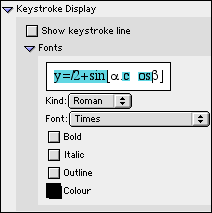 Algebraic Window Keystroke Display Preferences