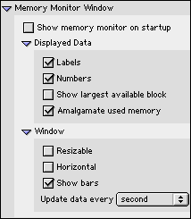 Memory Monitor Window Preferences