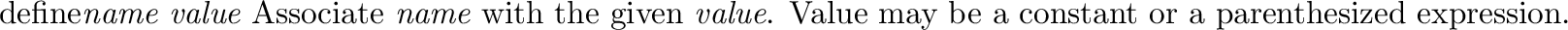 \begin{defkey}{linear}{{\tt (} {\em Stime, Sval, Etime, Eval} {\tt )}}
Linearly...
... current time is greater than
{\em Etime}, {\em Eval} is returned.
\end{defkey}