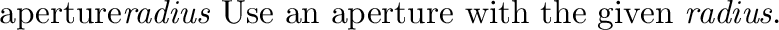 \begin{defkey}{focaldist}{{\em distance}}
Set the focal plane to be {\em distance} units from the camera.
\end{defkey}