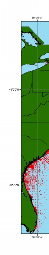 Map showing components data for the U.S. Atlantic Coast.