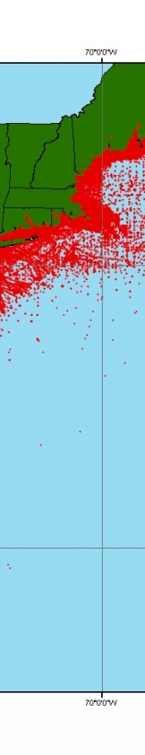 Map showing parsed data for the U.S. Atlantic Coast.