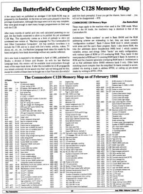 [960W1306 jIM bUTTERFIELD'S c128 mEMORY mAP (1 OF 5)]