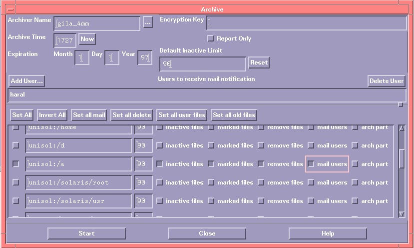 Image showing BART's file archive interface